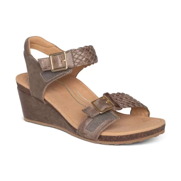 Sale Aetrex Grace Adjustable Woven Wedge