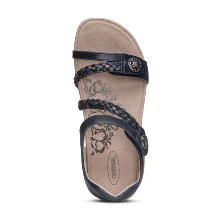 Discount Aetrex Jillian Braided Quarter Strap Sandal