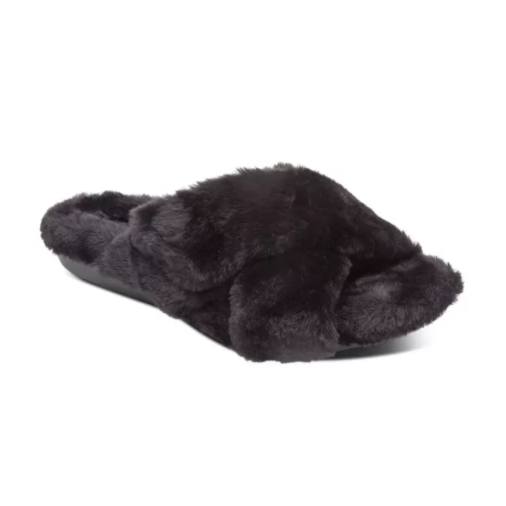 Clearance Aetrex Penelope Adjustable Faux Fur Slippers