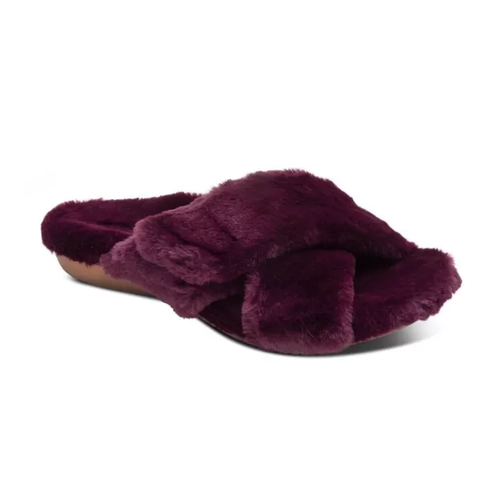 Clearance Aetrex Penelope Adjustable Faux Fur Slippers