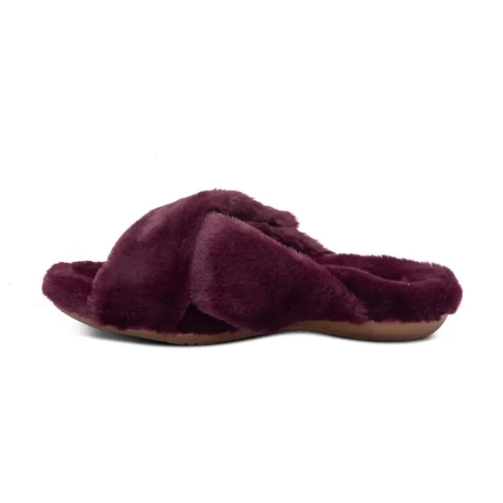 Clearance Aetrex Penelope Adjustable Faux Fur Slippers