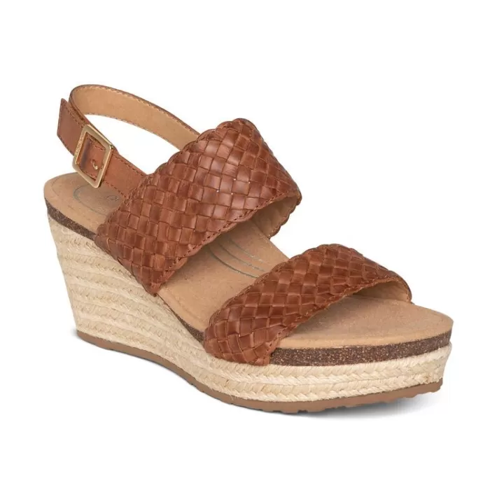 New Aetrex Summer Woven Quarter Strap Wedge