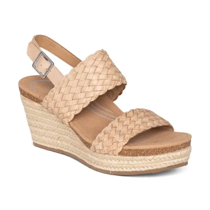 Discount Aetrex Summer Woven Quarter Strap Wedge