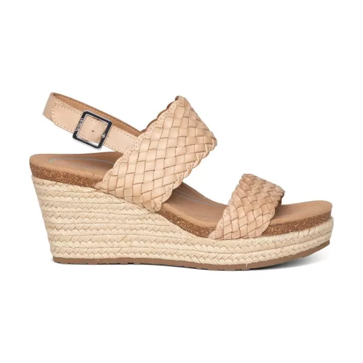 Discount Aetrex Summer Woven Quarter Strap Wedge