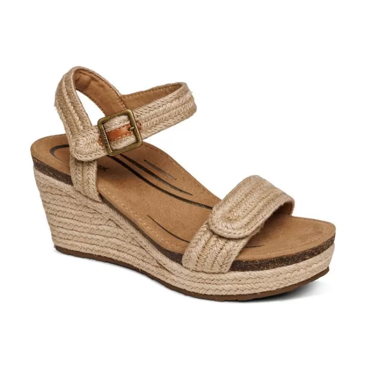 Outlet Aetrex Sydney Quarter Strap Espadrille Wedge