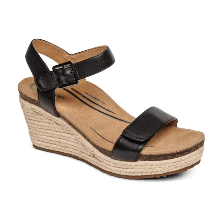 Shop Aetrex Sydney Quarter Strap Espadrille Wedge