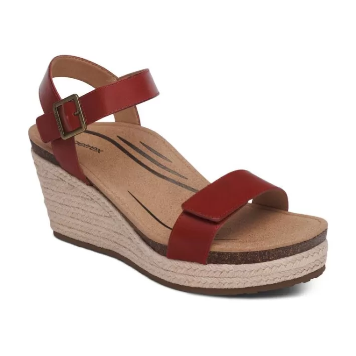 Outlet Aetrex Sydney Quarter Strap Espadrille Wedge