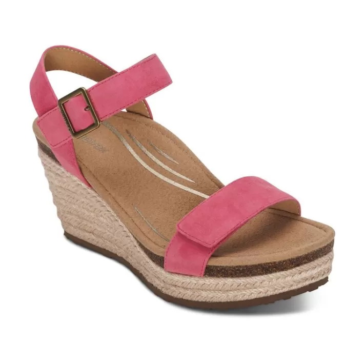 Cheap Aetrex Sydney Quarter Strap Espadrille Wedge