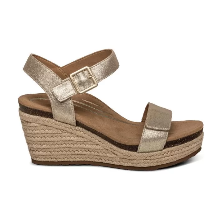 Online Aetrex Sydney Quarter Strap Espadrille Wedge