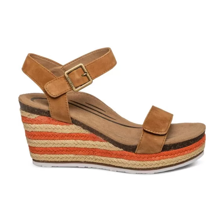 Sale Aetrex Sydney Quarter Strap Espadrille Wedge