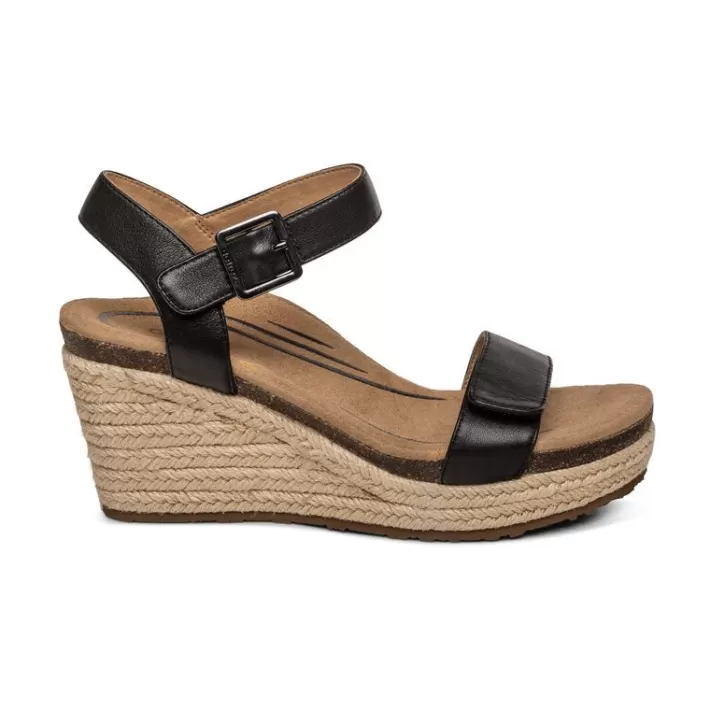 Shop Aetrex Sydney Quarter Strap Espadrille Wedge