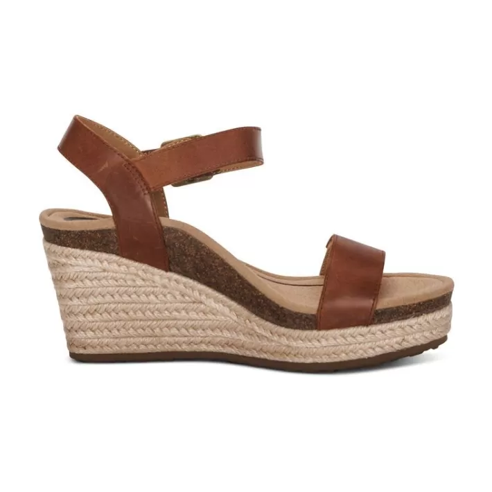 New Aetrex Sydney Quarter Strap Espadrille Wedge