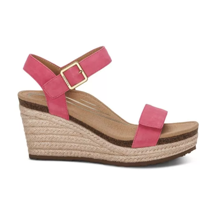 Cheap Aetrex Sydney Quarter Strap Espadrille Wedge