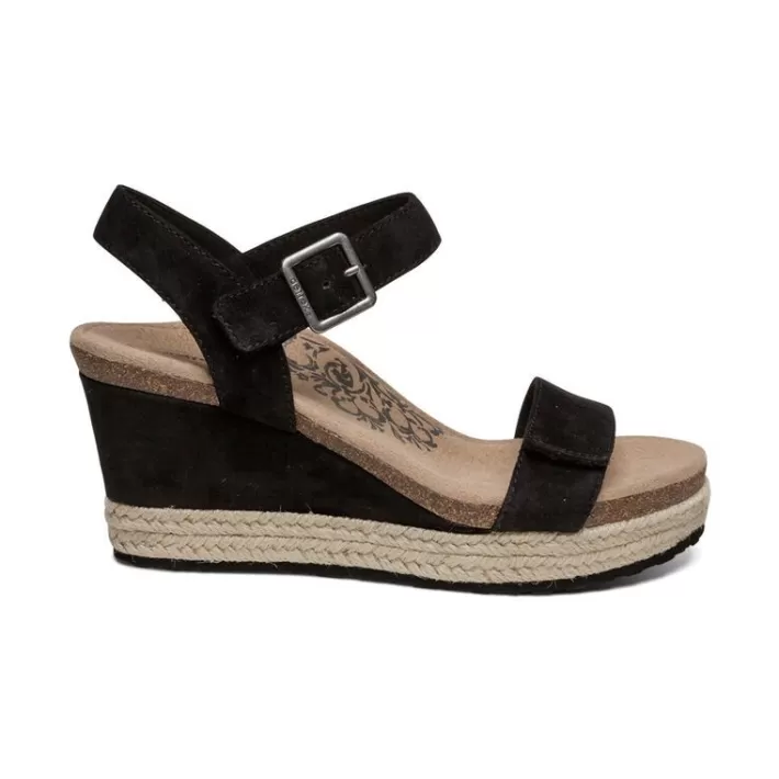 Fashion Aetrex Sydney Quarter Strap Espadrille Wedge